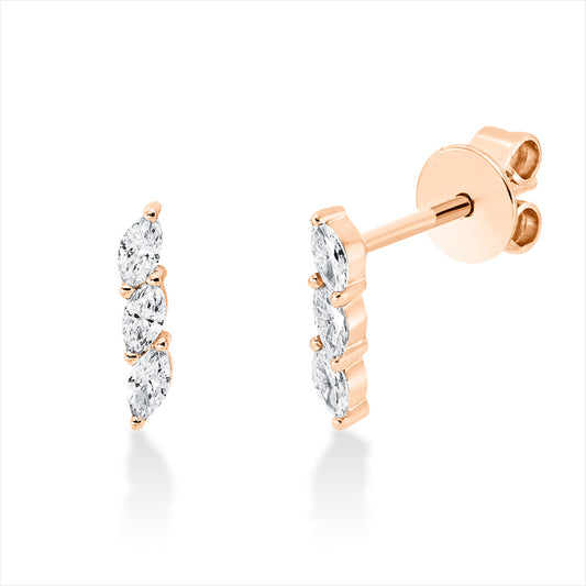 Ohrstecker 18 kt RG, 6 Nav. 0,15 ct, TW-si