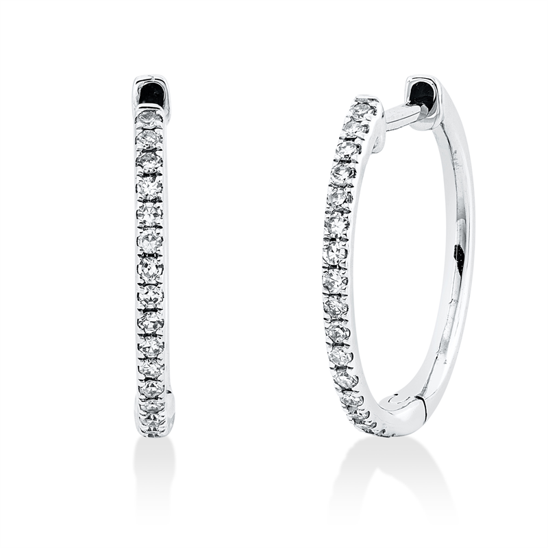 Creolen 18 kt WG, 34 Dia. 0,12 ct, TW-si