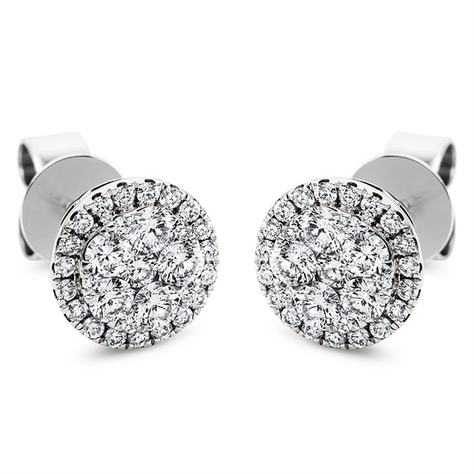 Ohrstecker 18 kt WG, 2 Brill. 0,07 ct, TW-si, 10 Brill. 0,52 ct, TW-si, 48 Brill. 0,27 ct, TW-si