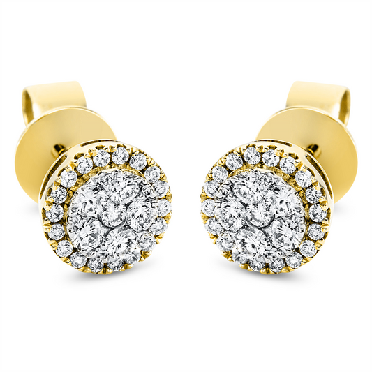 Ohrstecker 18 kt GG+WG, 2 Brill. 0,04 ct, TW-si, 10 Brill. 0,25 ct, TW-si, 46 Brill. 0,16 ct, TW-si