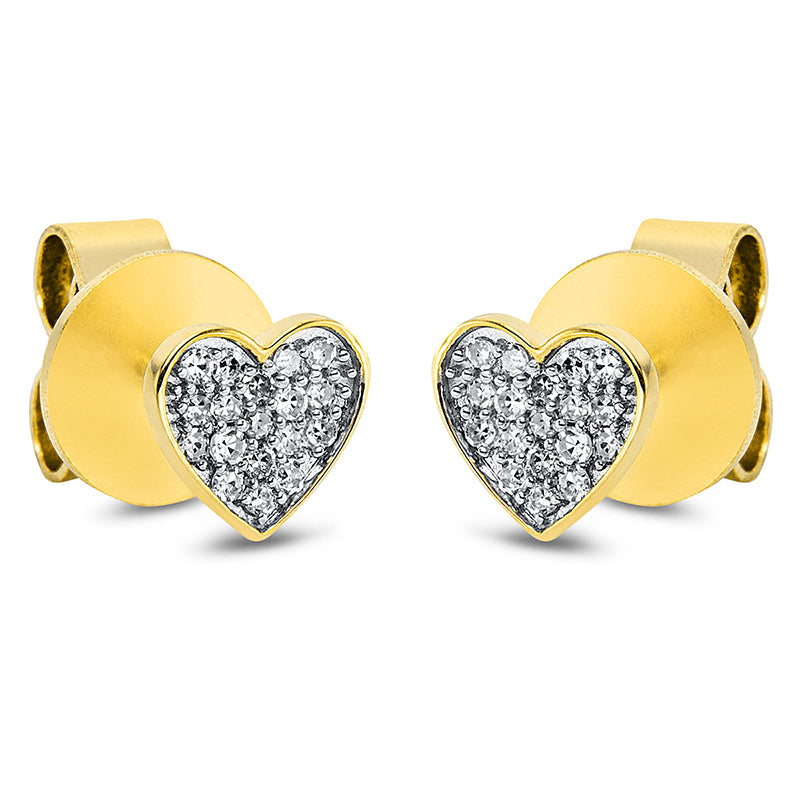 Ohrstecker 18 kt GG, Fassung rhodiniert, 36 Brill. 0,09 ct, TW-si