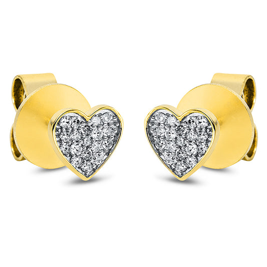 Ohrstecker 18 kt GG, Fassung rhodiniert, 36 Brill. 0,09 ct, TW-si