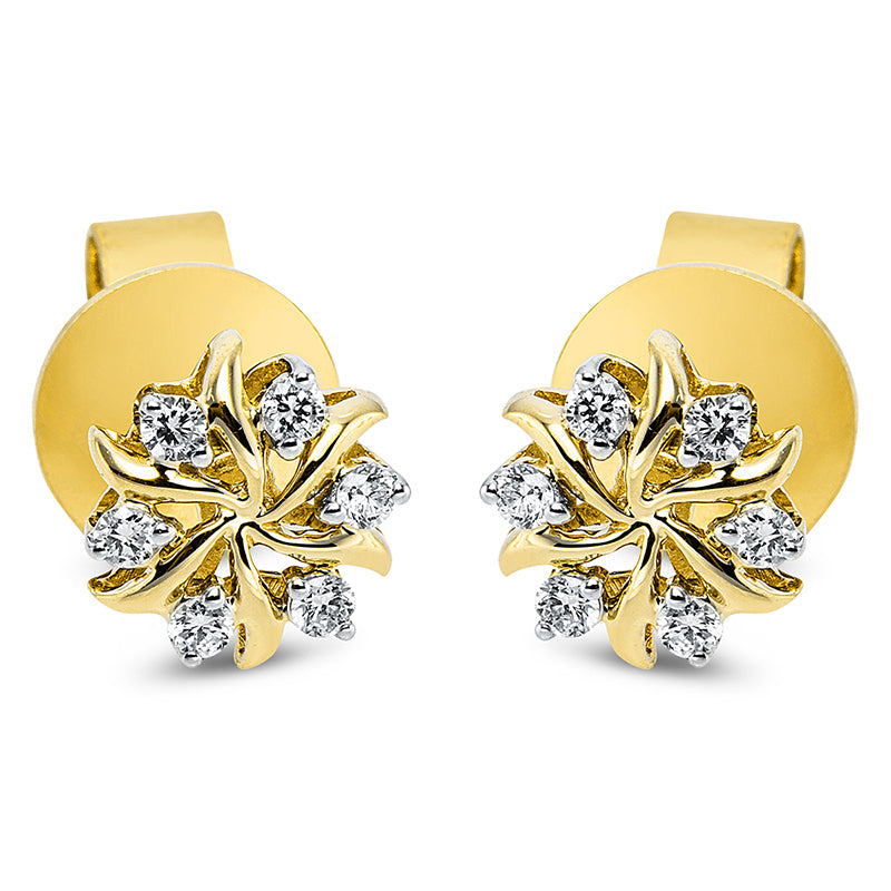 Ohrstecker 18 kt GG, 12 Brill. 0,12 ct, TW-si