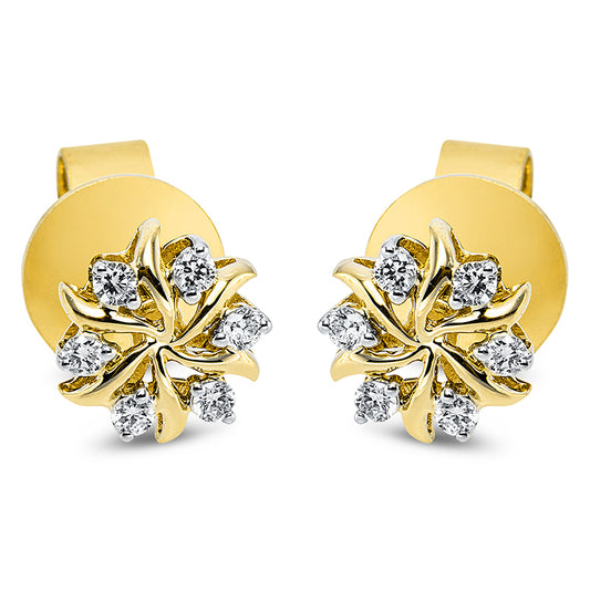 Ohrstecker 18 kt GG, 12 Brill. 0,12 ct, TW-si