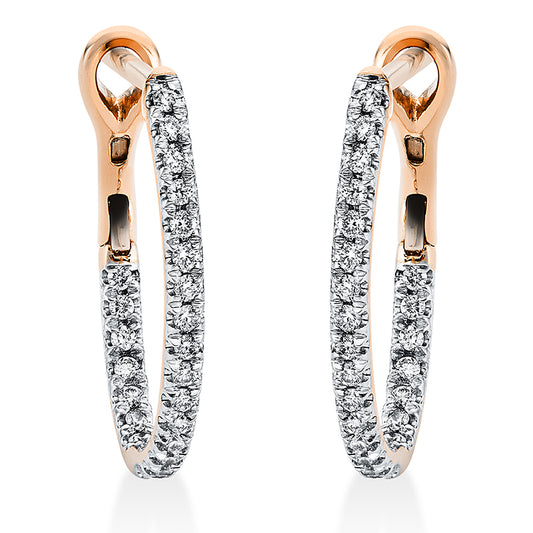 Creolen 18 kt RG, Fassung rhodiniert, 46 Brill. 0,35 ct, TW-si