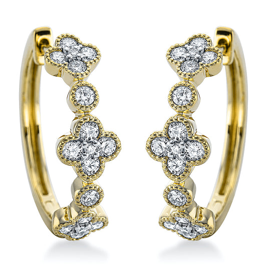 Creolen 18 kt GG, 16 Brill. 0,29 ct, TW-si, 12 Brill. 0,34 ct, TW-si, 6 Brill. 0,04 ct, TW-si