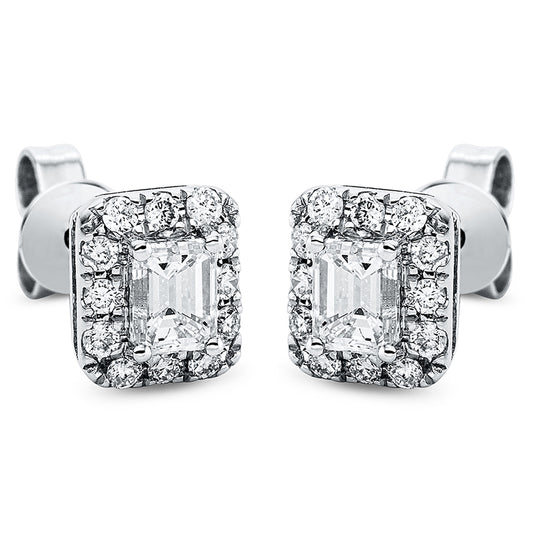 Ohrstecker 18 kt WG, 2 Sm.schliff 0,50 ct, TW-si, 24 Brill. 0,16 ct, TW-si