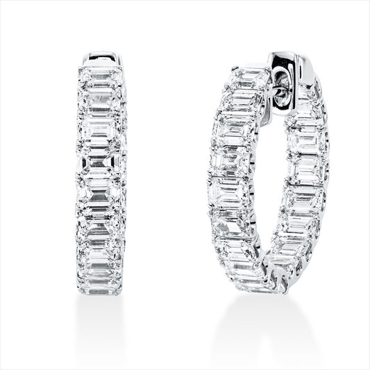 Creolen 18 kt WG, 36 Sm.schliff 5,24 ct, D/ F-vsi