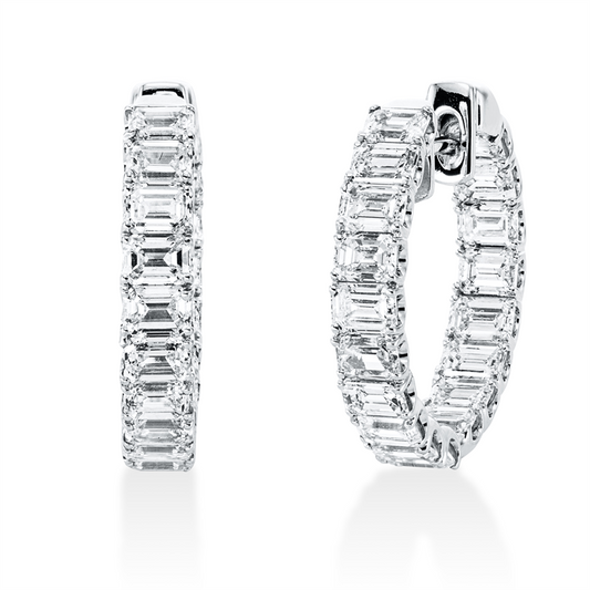 Creolen 18 kt WG, 36 Sm.schliff 5,24 ct, D-TW-vsi