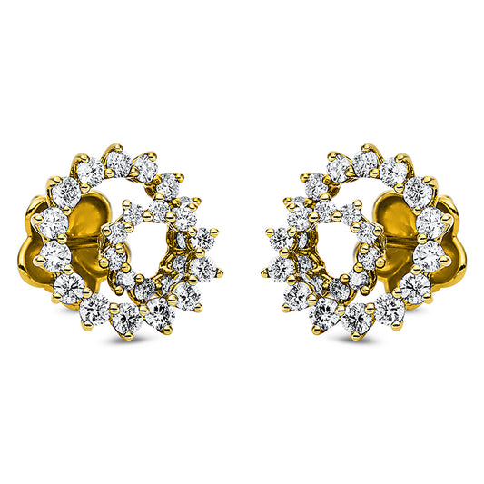 Ohrstecker 18 kt GG, 50 Brill. 0,88 ct, TW-vsi