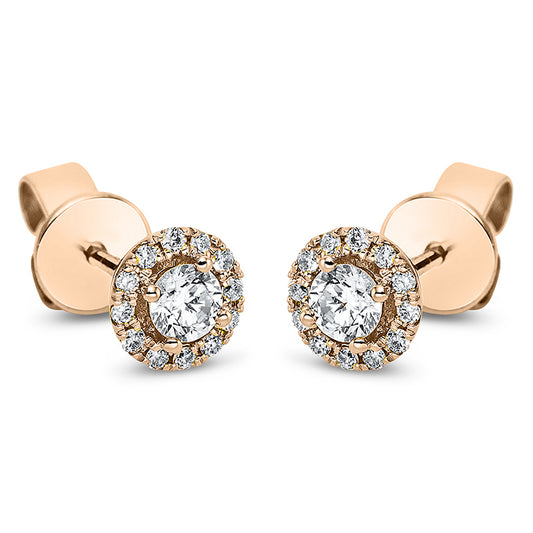 Ohrstecker 18 kt RG, 2 Brill. 0,20 ct, TW-si, 24 Brill. 0,09 ct, TW-si