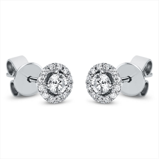 Ohrstecker 18 kt WG, 2 Brill. 0,20 ct, TW-si, 24 Brill. 0,09 ct, TW-si