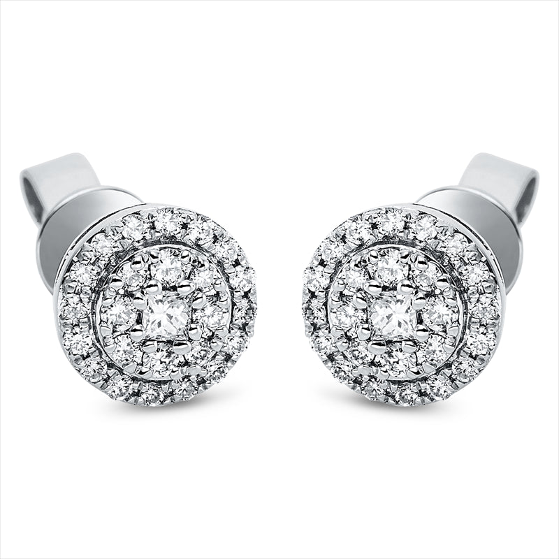 Ohrstecker 18 kt WG, 8 Brill. 0,09 ct, TW-si, 2 Princ. 0,07 ct, TW-vsi, 40 Brill. 0,21 ct, TW-si