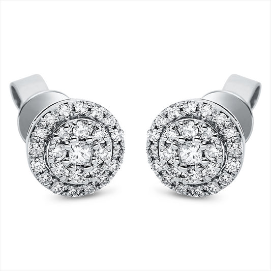 Ohrstecker 18 kt WG, 8 Brill. 0,09 ct, TW-si, 2 Princ. 0,07 ct, TW-vsi, 40 Brill. 0,21 ct, TW-si