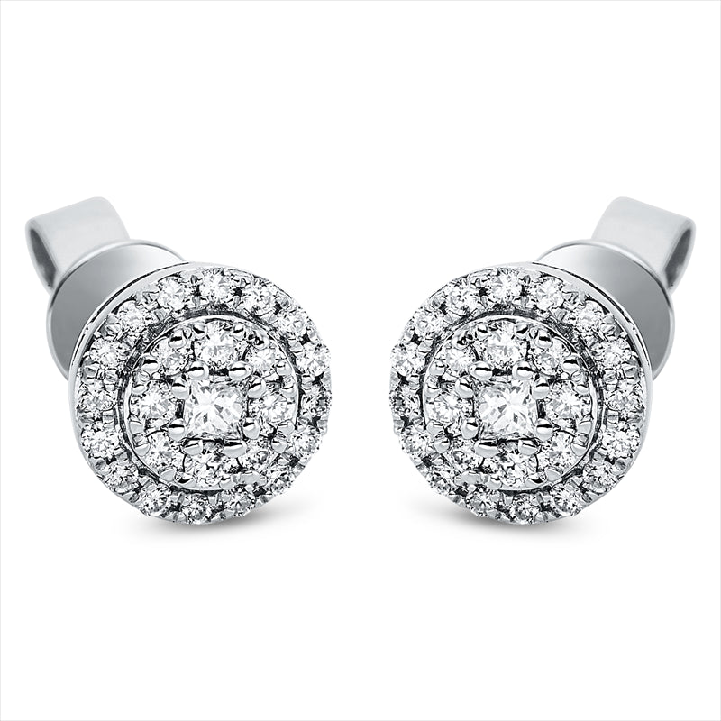 Ohrstecker 18 kt WG, 8 Brill. 0,09 ct, TW-si, 2 Princ. 0,07 ct, TW-vsi, 40 Brill. 0,21 ct, TW-si