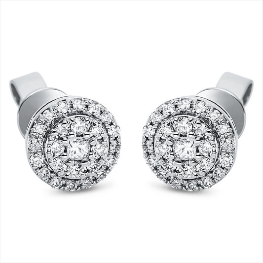Ohrstecker 18 kt WG, 8 Brill. 0,09 ct, TW-si, 2 Princ. 0,07 ct, TW-vsi, 40 Brill. 0,21 ct, TW-si