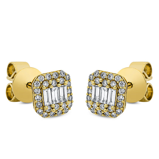 Ohrstecker 18 kt GG, 6 Bag. 0,11 ct, TW-si, 48 Brill. 0,14 ct, TW-si