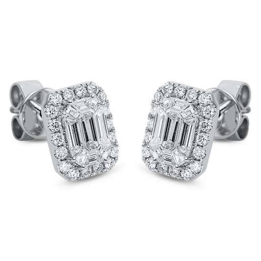 Ohrstecker 18 kt WG, 18 Fant-Schl. 0,50 ct, TW-vsi, 36 Brill. 0,22 ct, TW-si