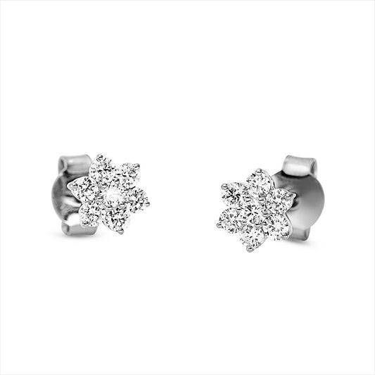 Ohrstecker 18 kt WG, 2 Brill. 0,07 ct, TW-si, 12 Brill. 0,36 ct, TW-si