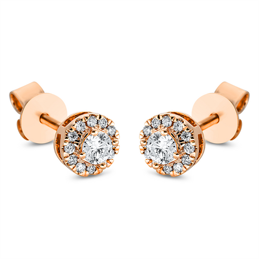 Ohrstecker 18 kt RG, 2 Brill. 0,19 ct, TW-si, 24 Brill. 0,09 ct, TW-si