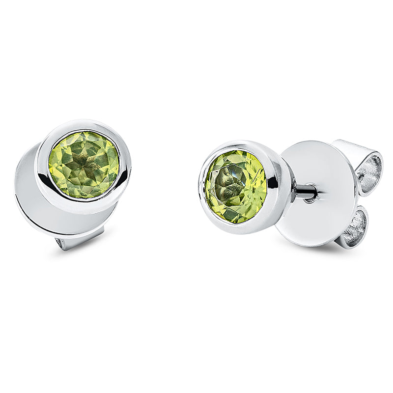 Ohrstecker 18 kt WG, 2 Peridot 0,57 ct grün