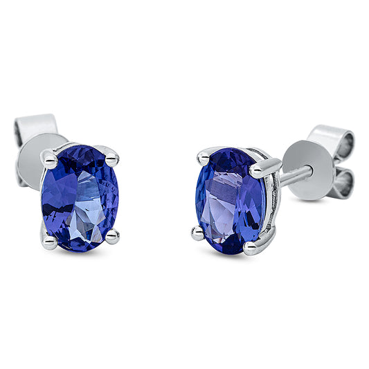 Ohrstecker 14 kt WG, 2 Tansanit 1,52 ct blau