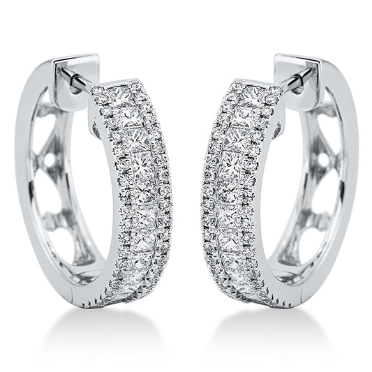 Creolen 18 kt WG, 24 Princ. 0,84 ct, TW-si, 84 Brill. 0,30 ct, TW-si