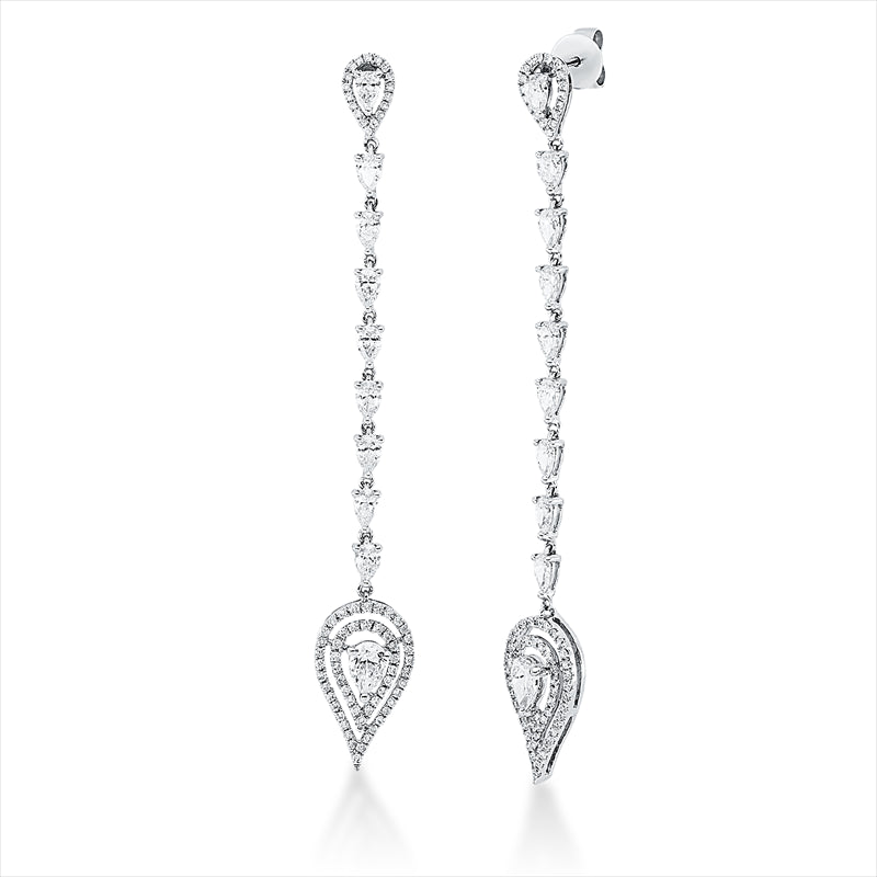 Ohrschmuck 18 kt WG, 20 Tropfen 2,23 ct, TW-si, 142 Brill. 0,65 ct, TW-si