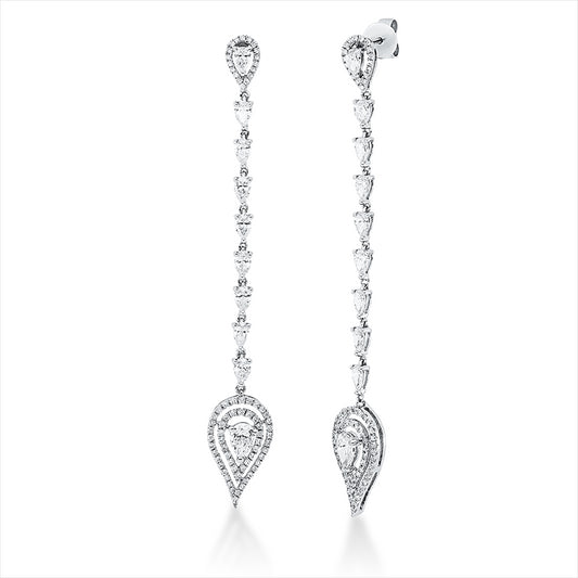 Ohrschmuck 18 kt WG, 20 Tropfen 2,23 ct, TW-si, 142 Brill. 0,65 ct, TW-si