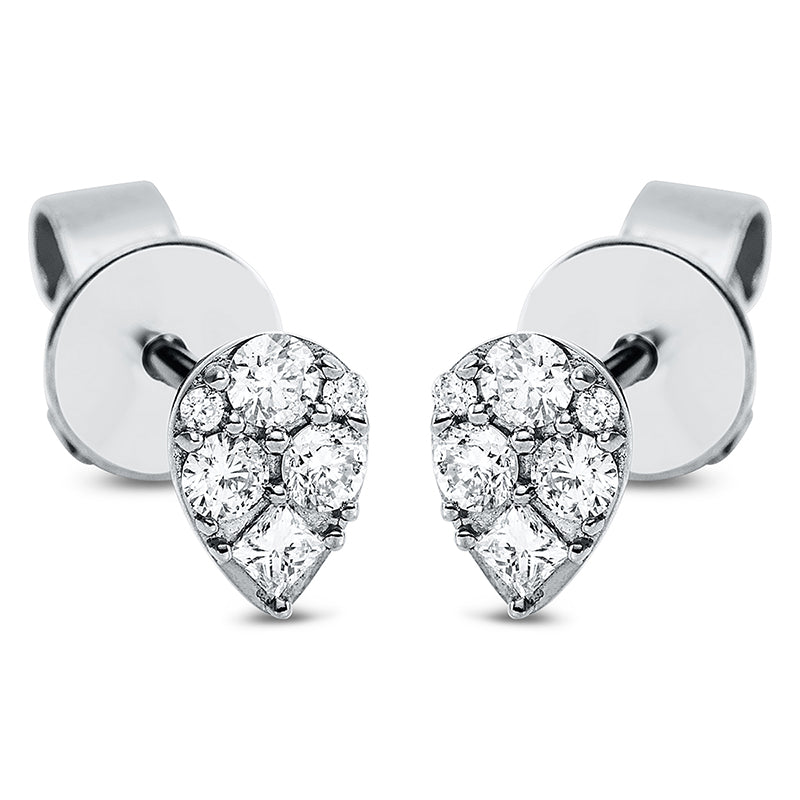 Ohrstecker 18 kt WG, 6 Brill. 0,14 ct, TW-si, 2 Princ. 0,04 ct, TW-si, 4 Brill. 0,01 ct, TW-si