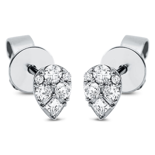 Ohrstecker 18 kt WG, 6 Brill. 0,14 ct, TW-si, 2 Princ. 0,04 ct, TW-si, 4 Brill. 0,01 ct, TW-si