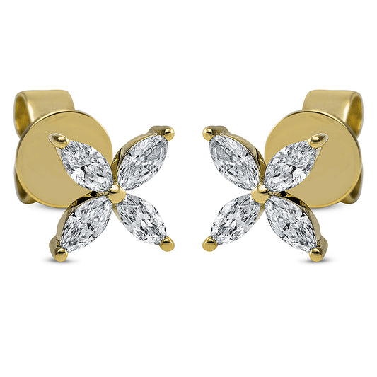 Ohrstecker 18 kt GG, 8 Nav. 0,33 ct, TW-si