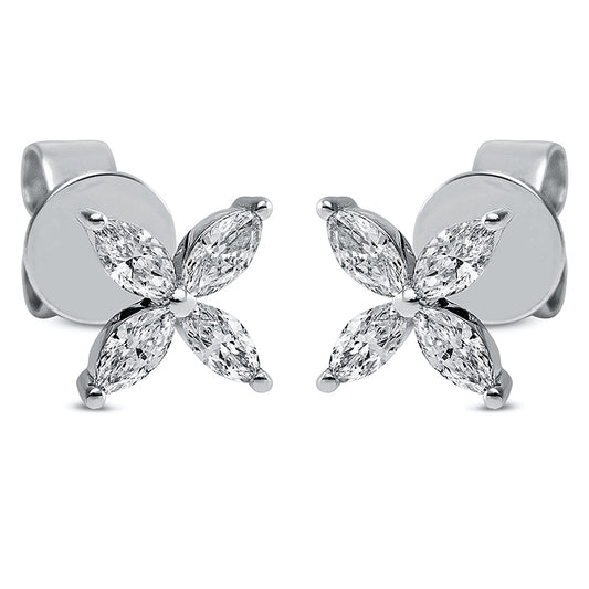 Ohrstecker 18 kt WG, 8 Nav. 0,30 ct, TW-si