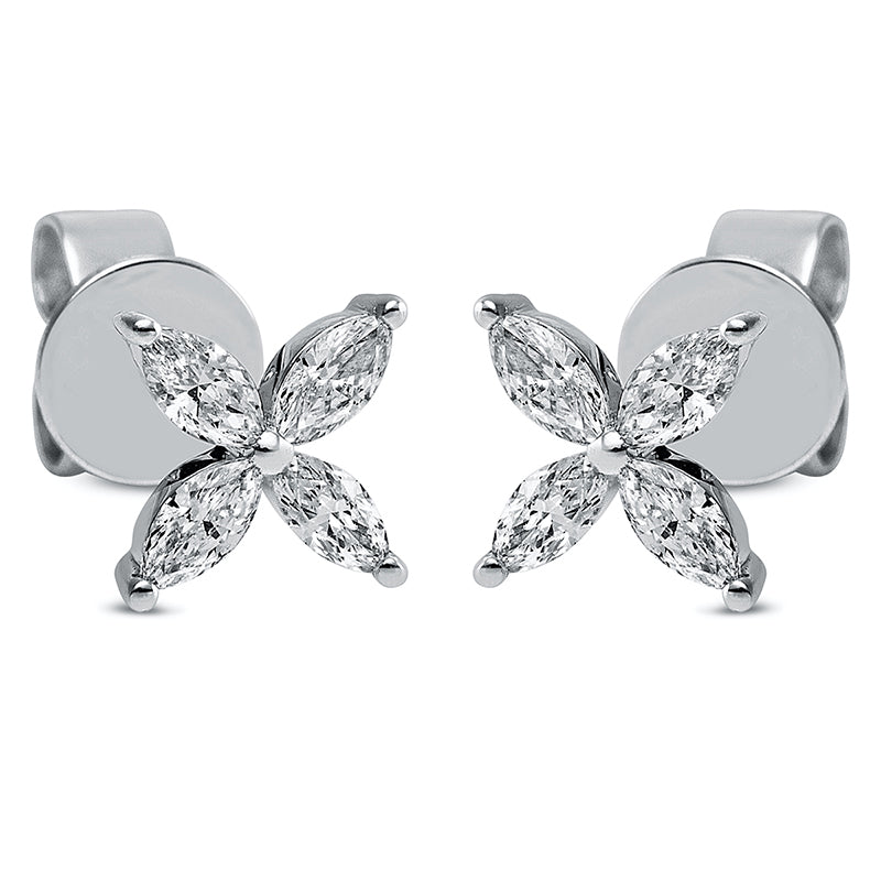Ohrstecker 18 kt WG, 8 Nav. 0,34 ct, TW-si