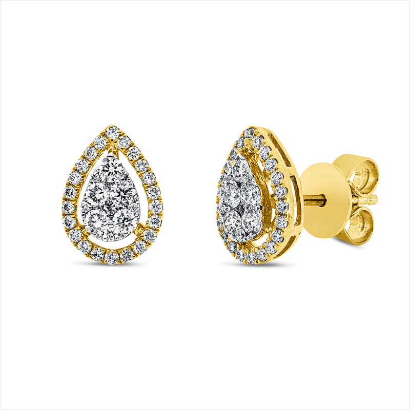 Ohrstecker 18 kt GG, Fassung rhodiniert, 10 Brill. 0,29 ct, 2 Brill. 0,02 ct, 56 Brill. 0,25 ct, TW-si