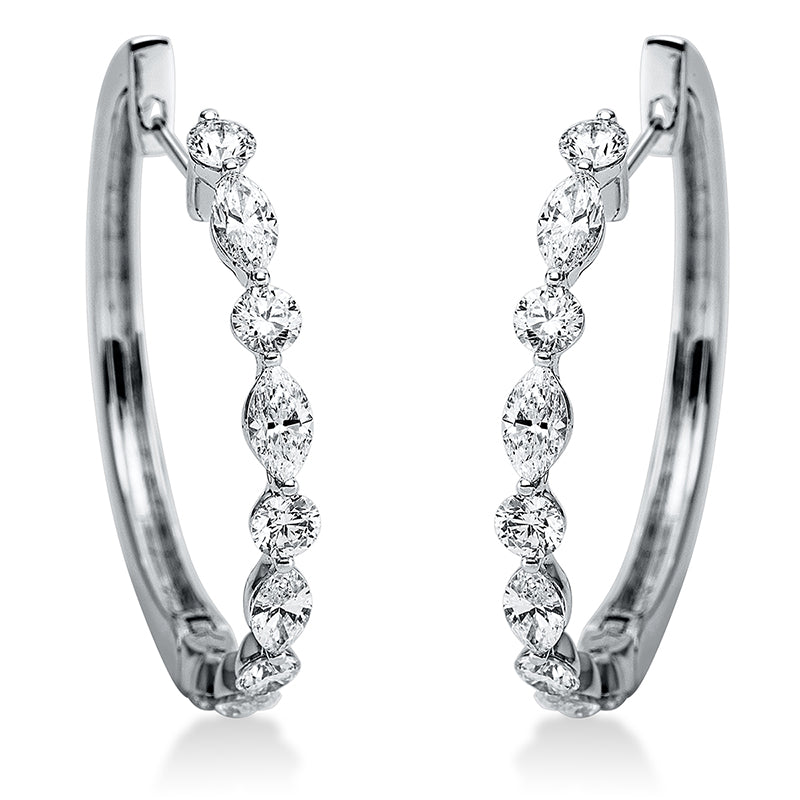 Creolen 18 kt WG, 8 Nav. 1,23 ct, TW-vsi, 10 Brill. 0,83 ct, TW-vsi