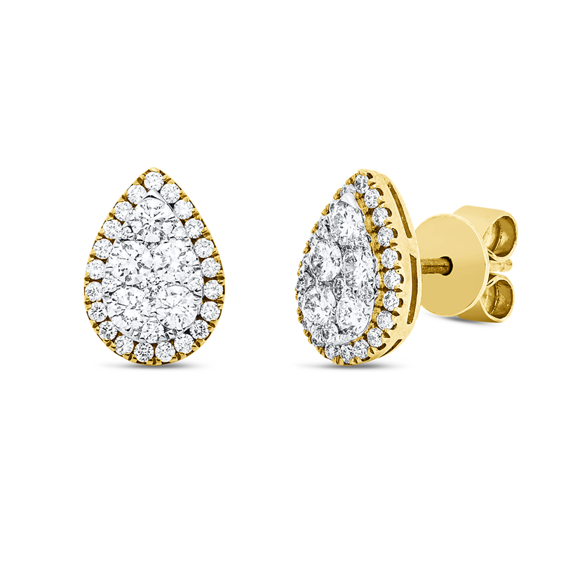 Ohrstecker 18 kt GG+WG, 4 Brill. 0,05 ct, TW-si, 10 Brill. 0,57 ct, TW-si, 52 Brill. 0,28 ct, TW-si