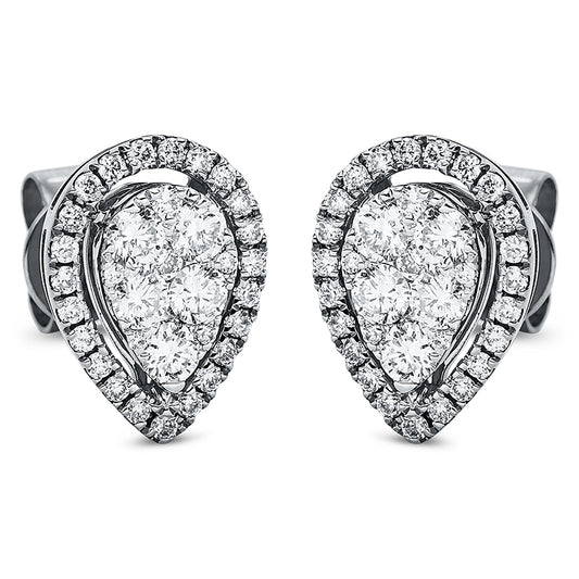 Ohrstecker 18 kt WG, 4 Brill. 0,04 ct, TW-si, 10 Brill. 0,57 ct, TW-si, 56 Brill. 0,32 ct, TW-si