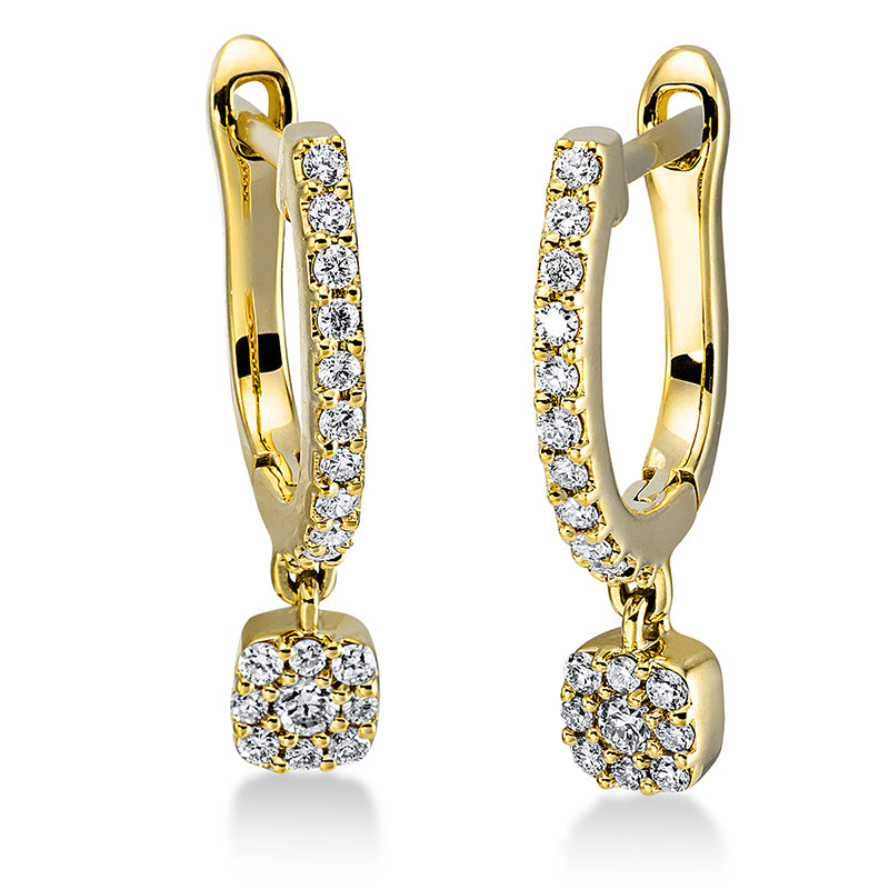 Ohrschmuck 18 kt GG, 2 Brill. 0,04 ct, TW-si, 38 Brill. 0,18 ct, TW-si