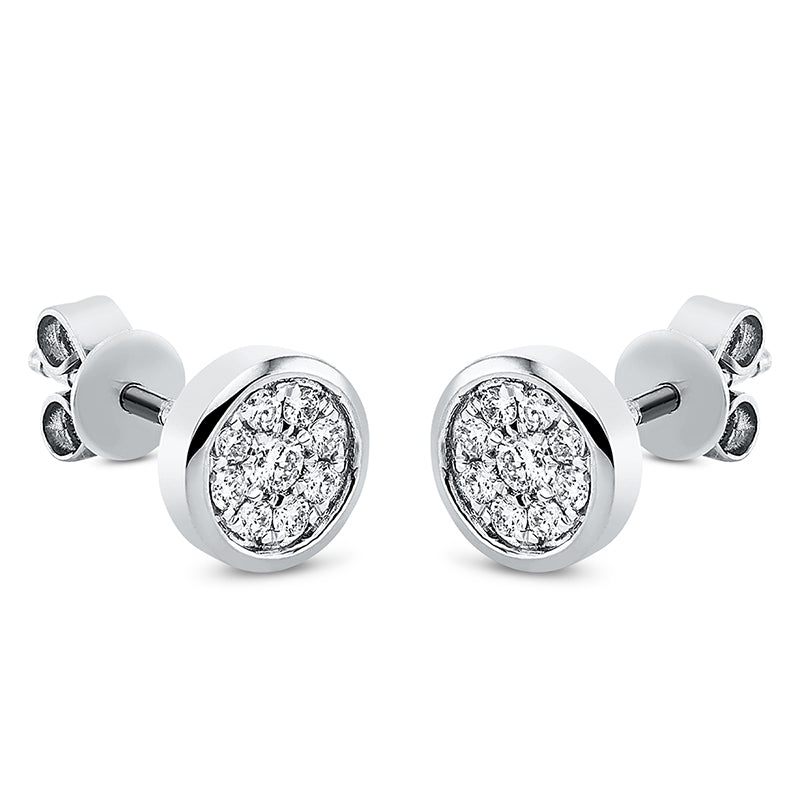 Ohrstecker 18 kt WG, 2 Brill. 0,06 ct, TW-si, 16 Brill. 0,14 ct, TW-si