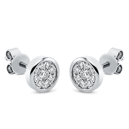 Ohrstecker 18 kt WG, 2 Brill. 0,06 ct, TW-si, 16 Brill. 0,14 ct, TW-si