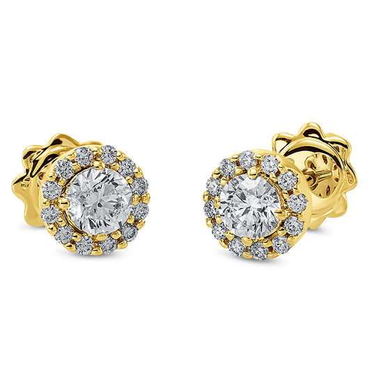 Ohrstecker 18 kt GG, 2 Brill. 0,30 ct, TW-si, 24 Brill. 0,17 ct, TW-si