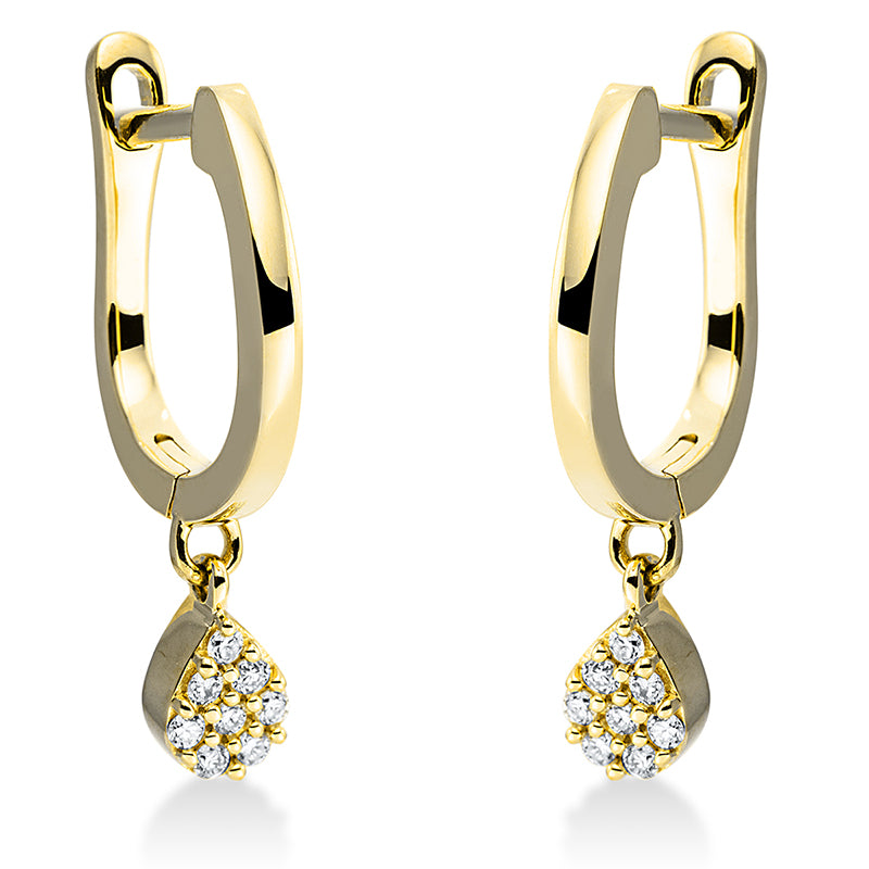 Ohrschmuck 18 kt GG, 4 Brill. 0,03 ct, TW-si, 12 Brill. 0,05 ct, TW-si
