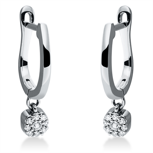 Creolen 18 kt WG, 2 Brill. 0,04 ct, TW-si, 16 Brill. 0,07 ct, TW-si