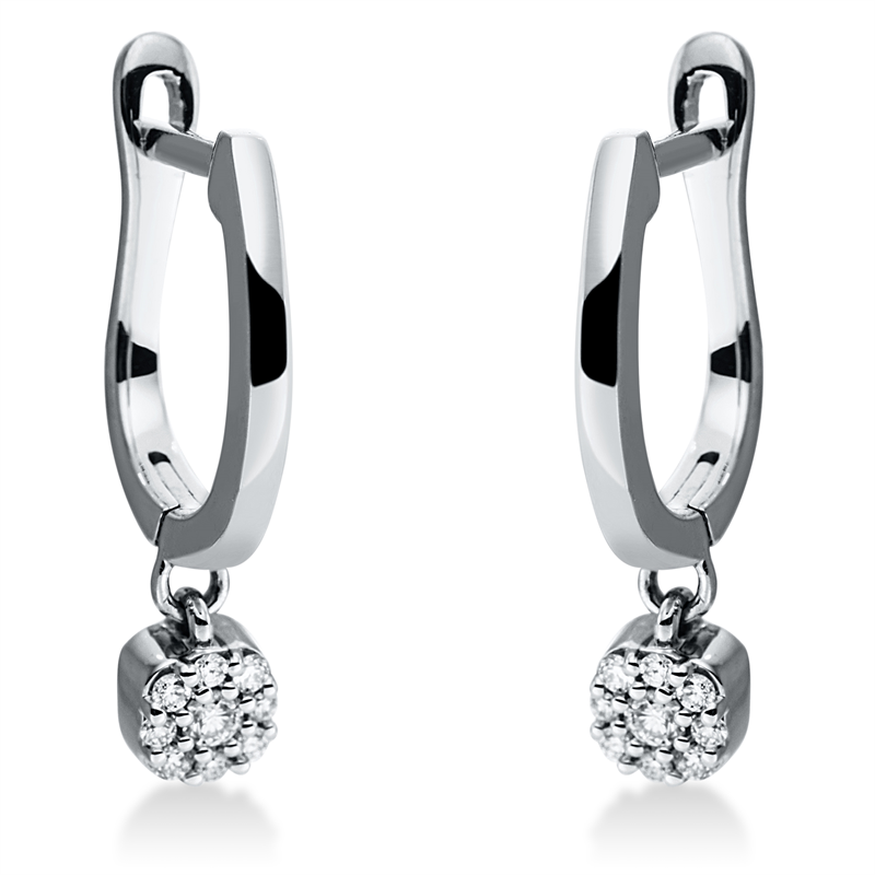 Creolen 18 kt WG, 2 Brill. 0,04 ct, TW-si, 16 Brill. 0,07 ct, TW-si