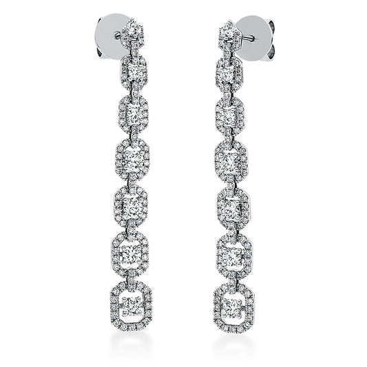 Ohrschmuck 18 kt WG, 8 Brill. 0,70 ct, TW-si, 188 Brill. 1,03 ct, TW-si