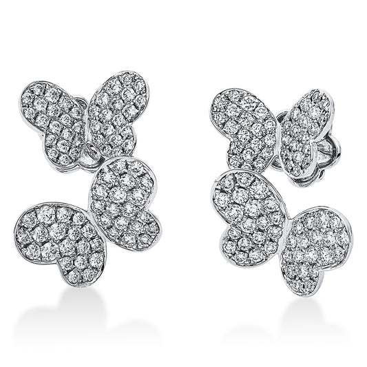 Ohrstecker 18 kt WG, 152 Brill. 1,36 ct, TW-si