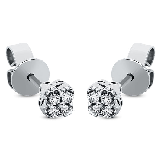 Ohrstecker 18 kt WG, 8 Brill. 0,09 ct, TW-pi