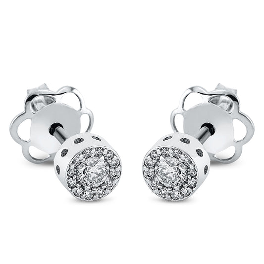 Ohrstecker 18 kt WG, 2 Brill. 0,16 ct, TW-si, 24 Brill. 0,06 ct, TW-si
