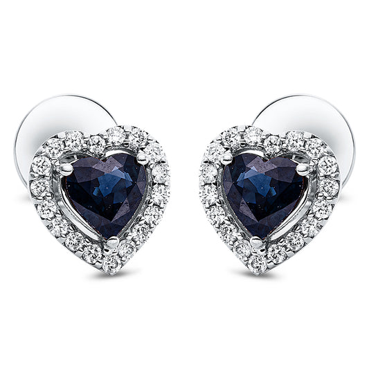 Ohrstecker 18 kt WG, 36 Brill. 0,24 ct, TW-si, 2 Saphire 1,00 ct blau